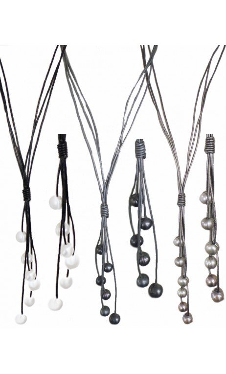 Collar Largo De 6 Perlas Colgantes
