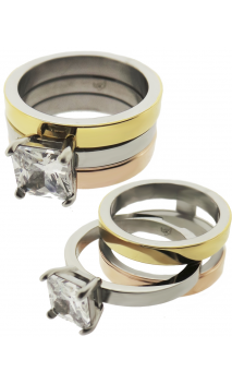 Anillo Con Tres Aros Y Zirconita