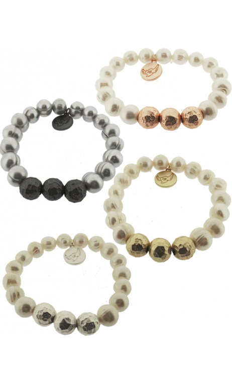 Bisuteria Pulsera Perlas Y Metal