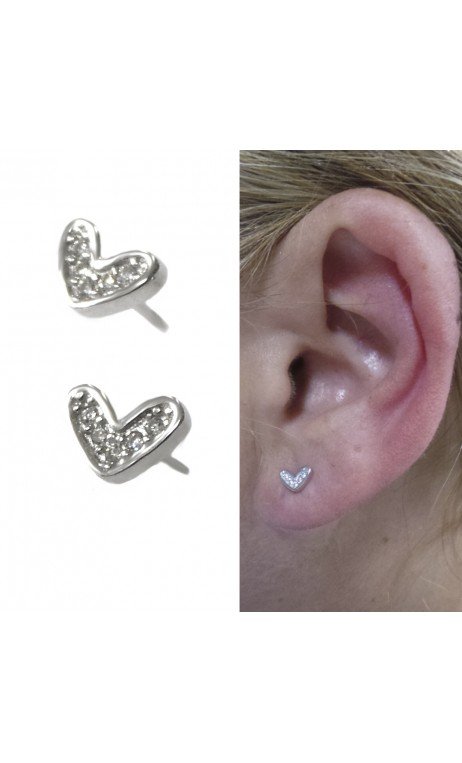 Plata Pendientes Corazón Pequeño