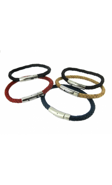 Pulsera Acero Cuero